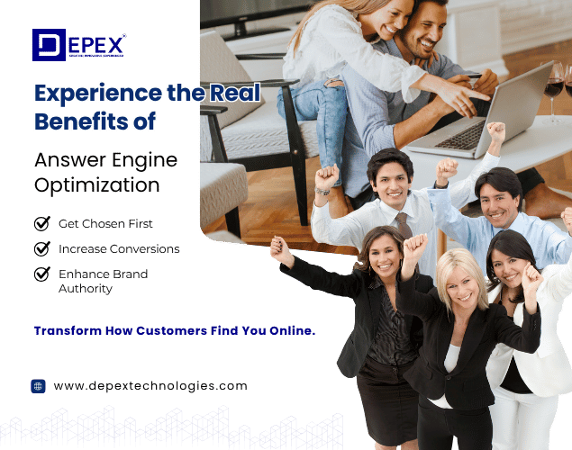 Digital strategy team enhancing website visibility through AEO techniques for featured snippets, voice search, and AI results