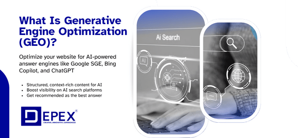 Banner illustrating Generative Engine Optimization for AI answer engines like Google SGE, Bing Copilot, ChatGPT, and Perplexity