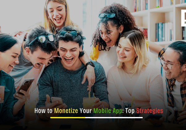 Mobile app monetization strategies illustrated with app icons, revenue graphs, and user engagement elements for Depex Technologies blog.