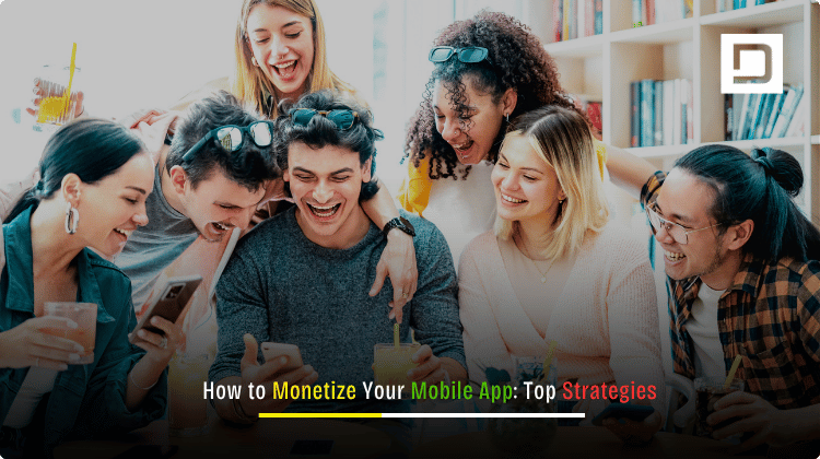 Mobile app monetization strategies illustrated with app icons, revenue graphs, and user engagement elements for Depex Technologies blog.