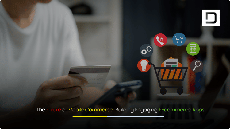 Modern smartphone with vibrant e-commerce app interface, shoppers browsing and making purchases, symbolizing the future of mobile commerce and engaging online shopping experiences.