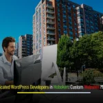 Banner showcasing Depex Technologies’ dedicated WordPress developers in Hoboken, featuring a modern workspace and code on screen.