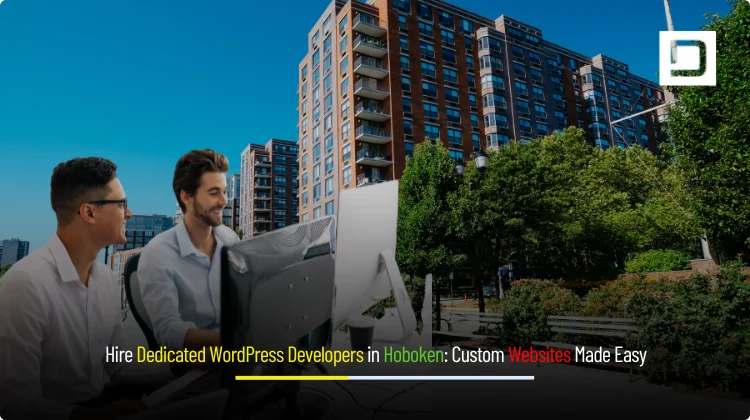 Banner showcasing Depex Technologies’ dedicated WordPress developers in Hoboken, featuring a modern workspace and code on screen.