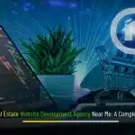 Modern real estate website mockup with map search, property cards, and agent dashboard—Best Real Estate Website Development Agency guide