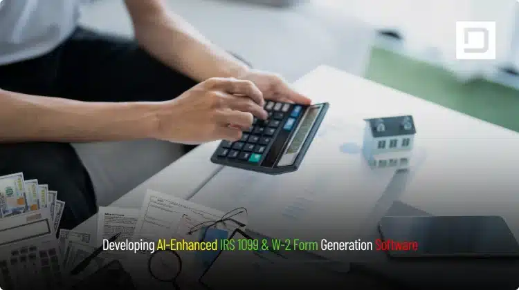 AI-driven dashboard generating IRS 1099 and W-2 forms for Depex Technologies, highlighting secure e-filing, OCR data capture, TIN validation, and audit-ready status.