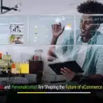 Depex Technologies banner illustrating AI-driven personalization in eCommerce apps—product recommendations, chatbot assistance, and real-time analytics on a mobile storefront.