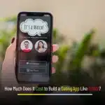 Banner illustrating “How Much Does It Cost to Build a Dating App Like Grindr?” by Depex Technologies, with smartphone UI, chat bubbles, and location pins.