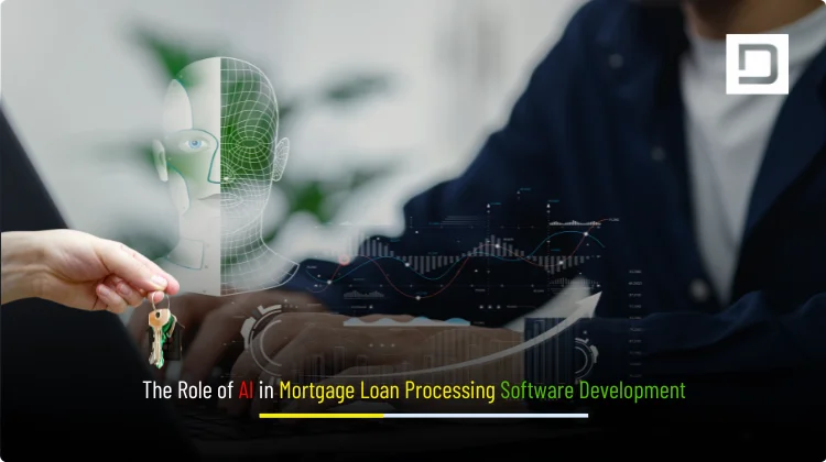 Depex Technologies banner showing AI powered mortgage loan processing software Development with document intake, OCR, underwriting, and approvals